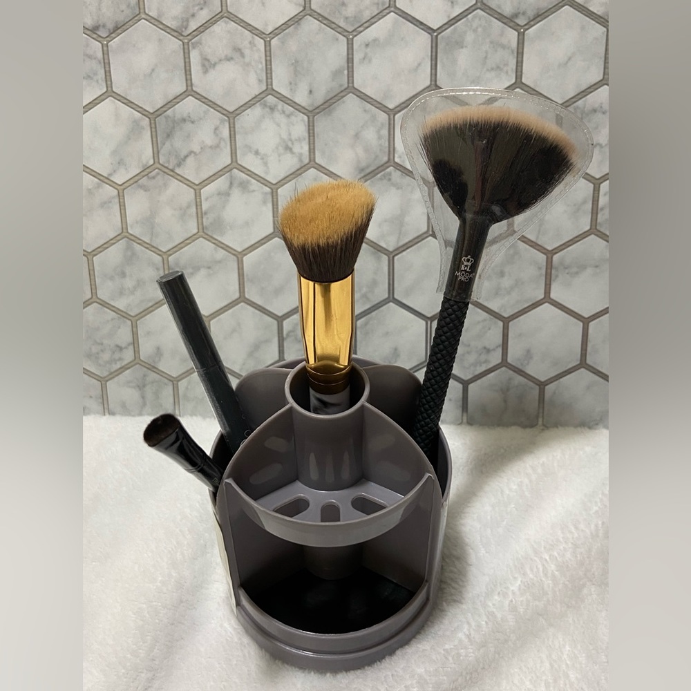 Grey Rotating Swivel Make-Up Brush Holder Pen Holder